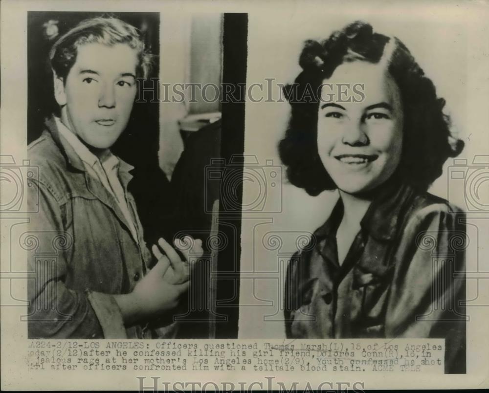 1948 Press Photo Thomas Marsh confessed to killing Dolores Conn in LA CA - Historic Images