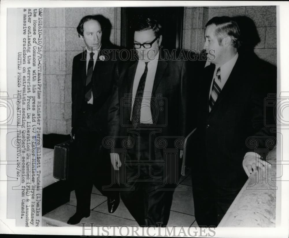 1970 Press Photo Prime Minister Pierre Trudeau, Labor Minister B MacKasey - Historic Images