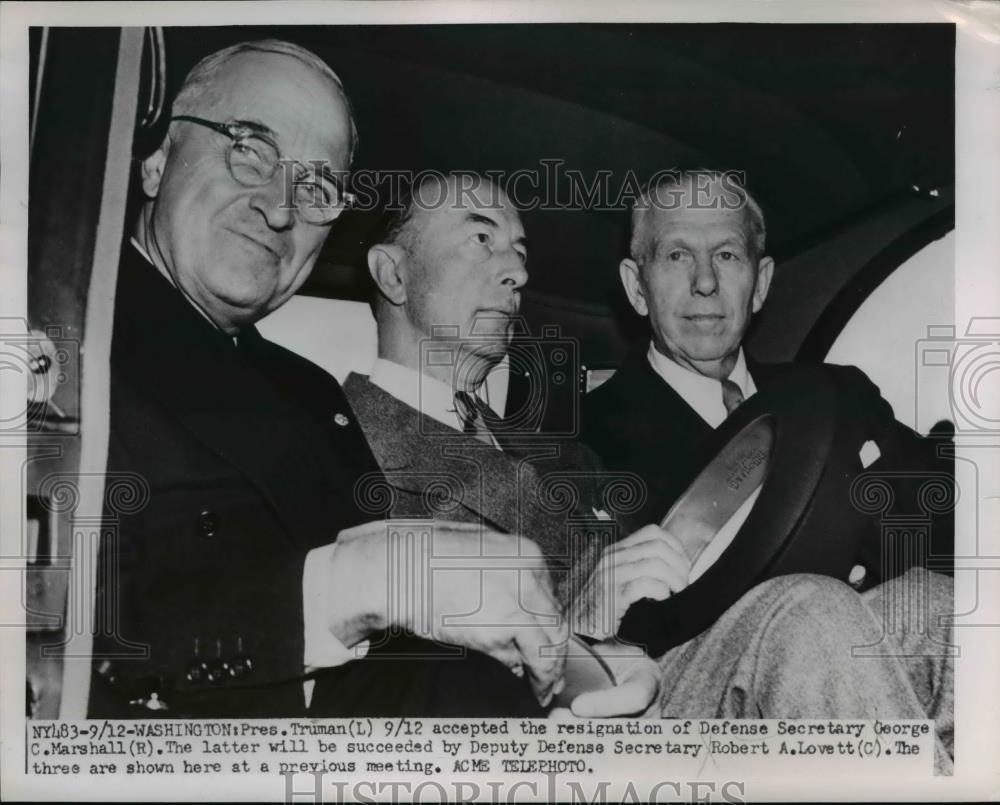 1951 Press Photo President Truman, Defense Secretary George Marshall - nee84608 - Historic Images