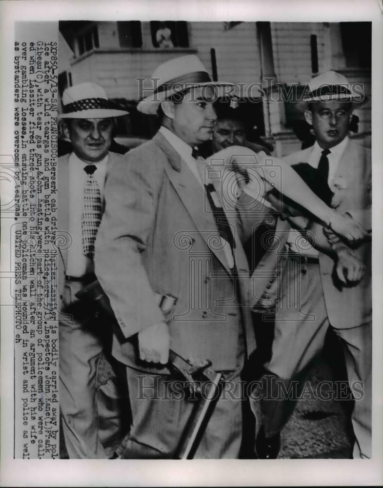 1954 Press Photo Charles Lassiter Cab Driver arrested gun battle wiht police - Historic Images