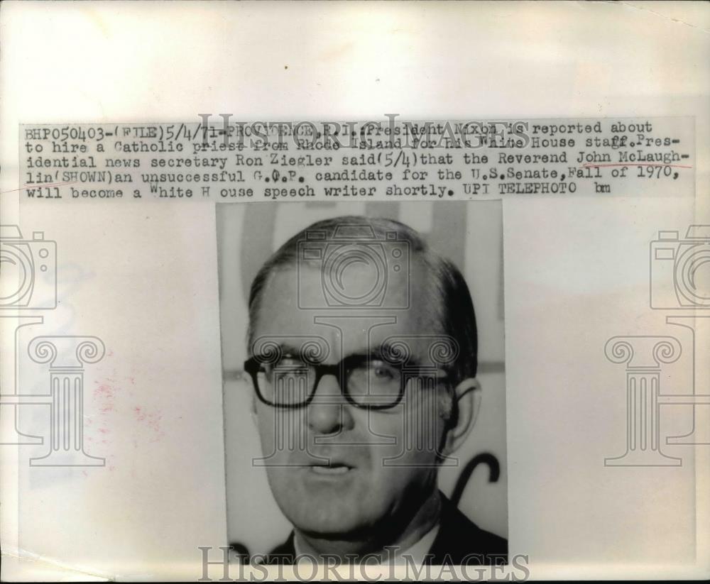 1971 Press Photo Rev. John Mclaughlin White House Speeck Writer - nee90005 - Historic Images