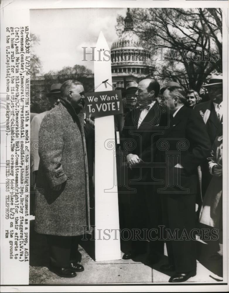 1956 Press Photo Presidential candidate Asdlai Stevenson, Melvin Hildreth - Historic Images