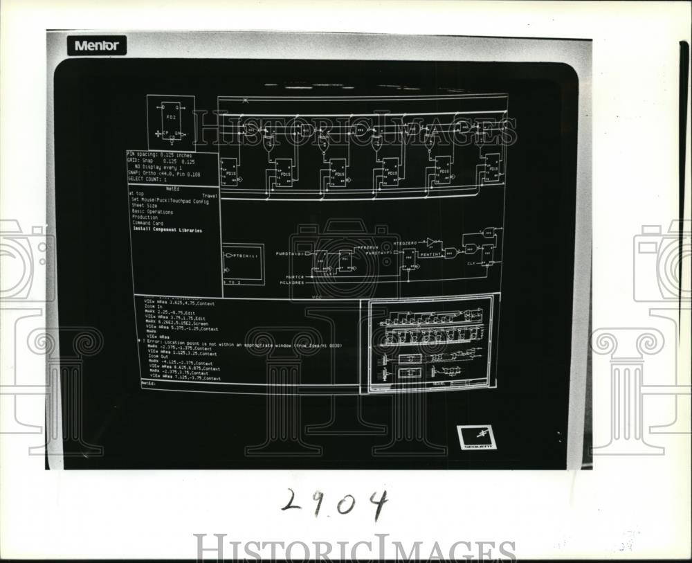 1984 Press Photo Mapping out electronic circuitry for new computer chips - Historic Images