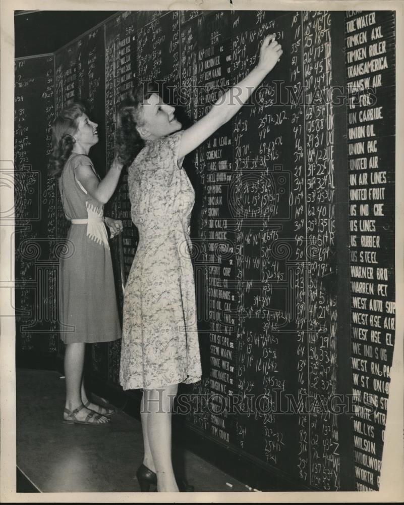 1946 Press Photo Stock Market Board Markers Kept Busy During The Week - orb13857 - Historic Images