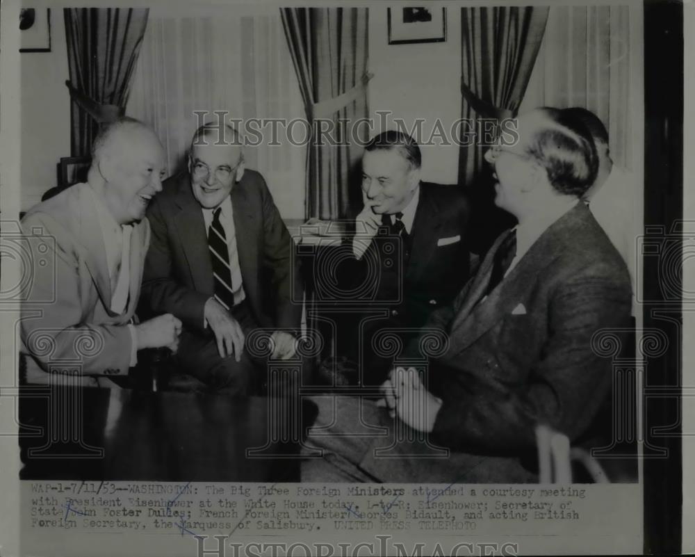 1953 Press Photo President Lyndon Johnson with Big Three Foreign Ministers - Historic Images