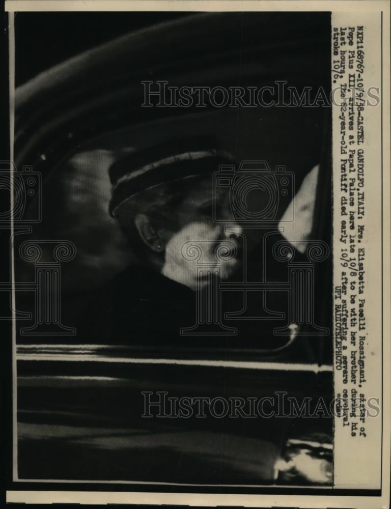 1958 Press Photo Mrs Elisabetta Paselli Rossignanisister of Pope Pius XII - Historic Images