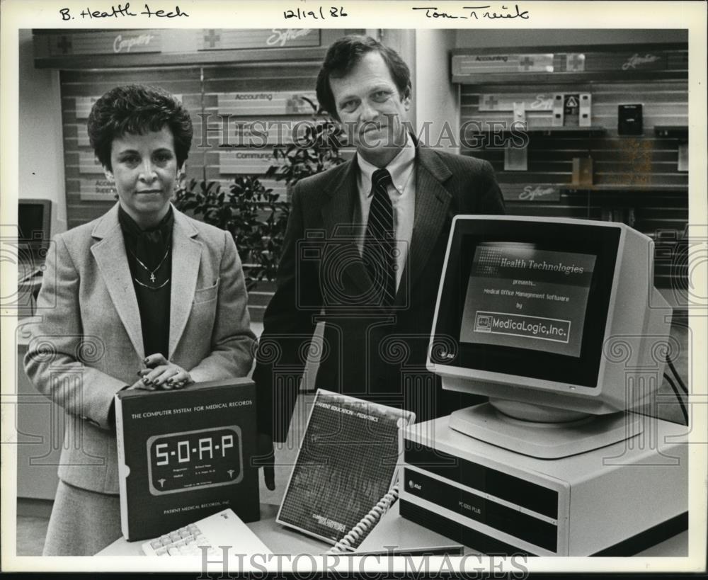 1986 Press Photo Carol and James Relaford at Health Technologies Inc - orb61512 - Historic Images