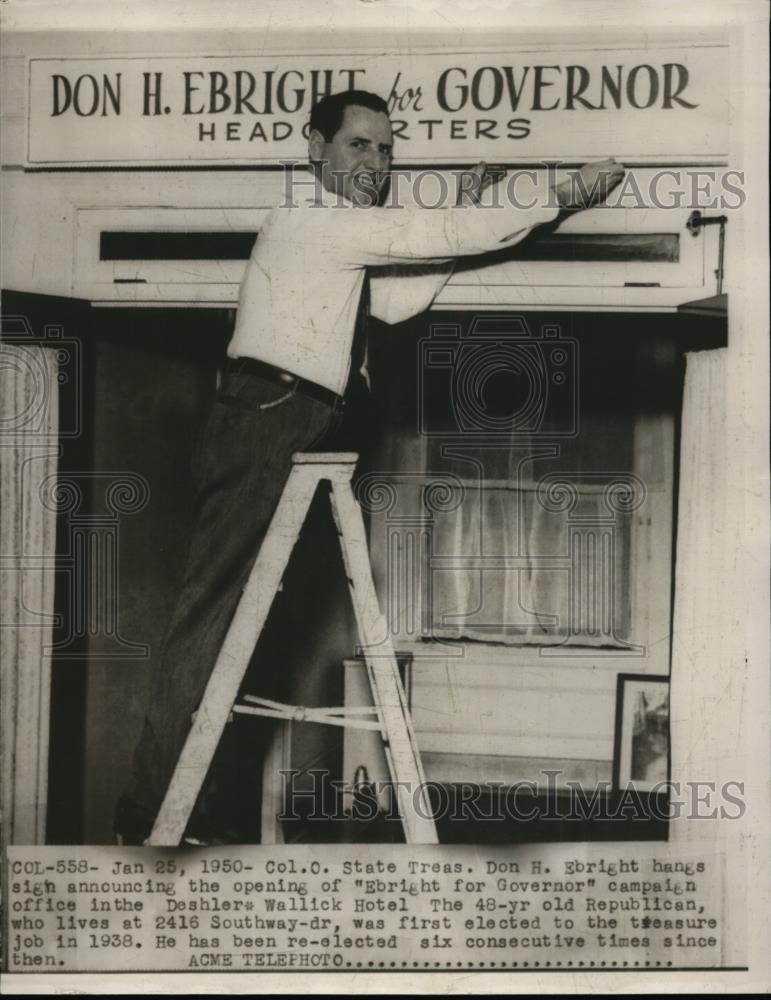 1950 Press Photo Ohio Treasurer Don Ebright candidate for Governor - nee88726 - Historic Images