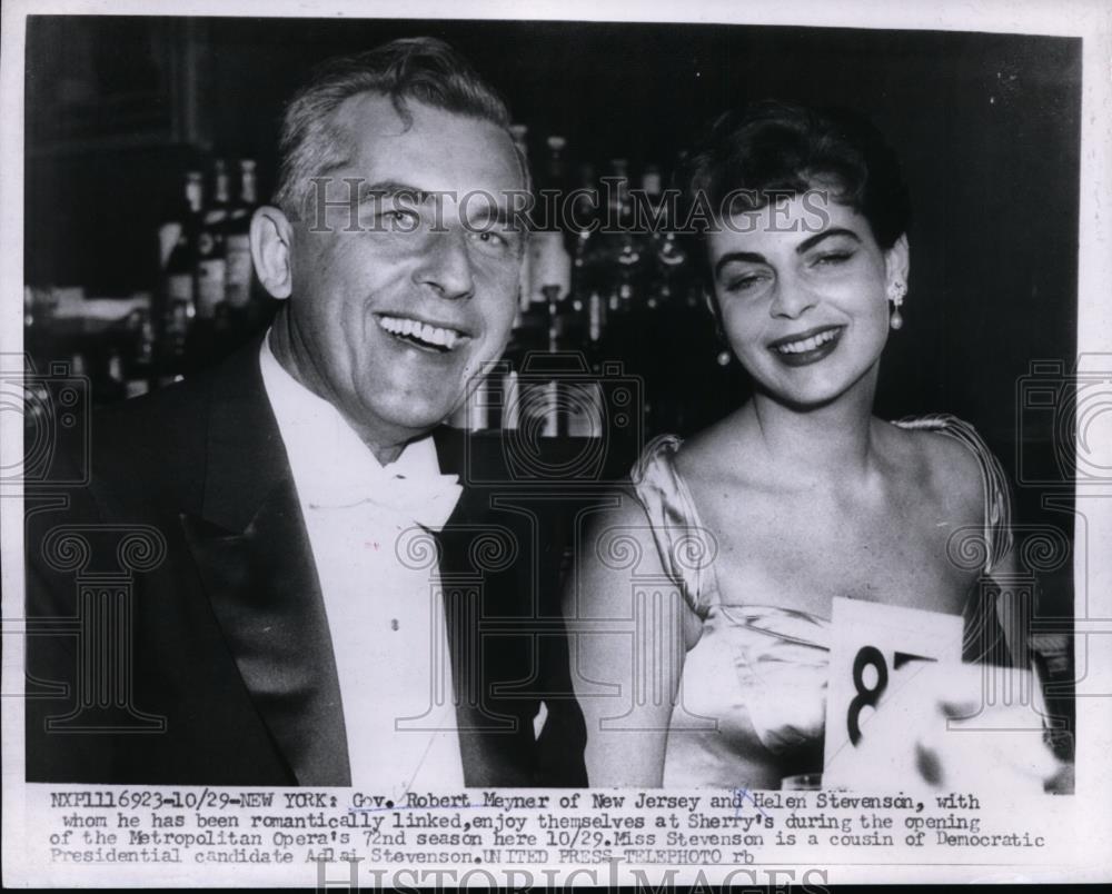 1956 Press Photo Gov Robert Meyner of New Jersey and Helen Stevenson - Historic Images