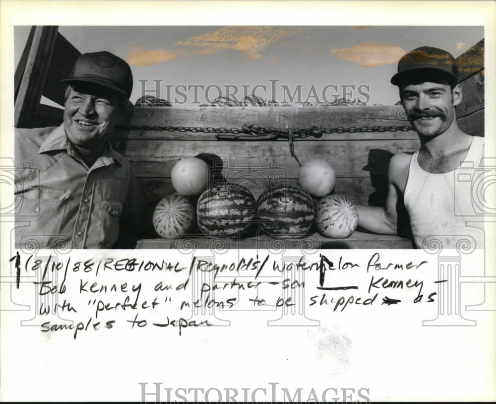 1988 Press Photo Pitching watermelons into truck at Bob Kenney&#39;s Irrigon farm - Historic Images