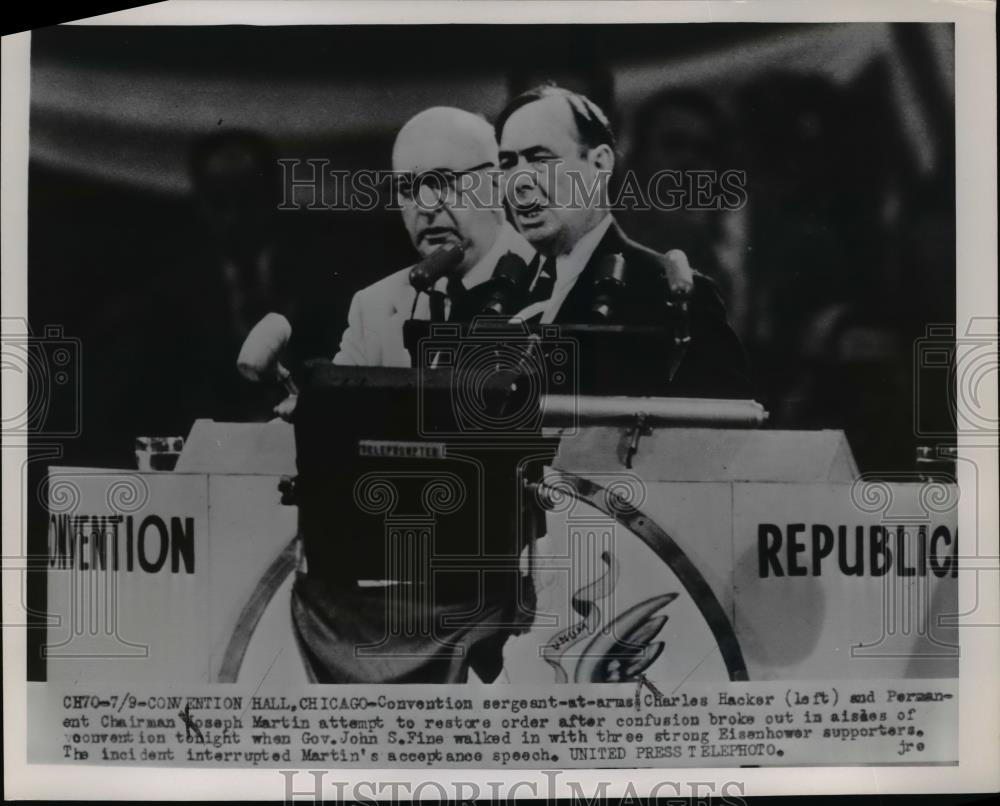 1952 Press Photo GOP Convention Charles Hacker &amp; chairman Joseph Martin - Historic Images