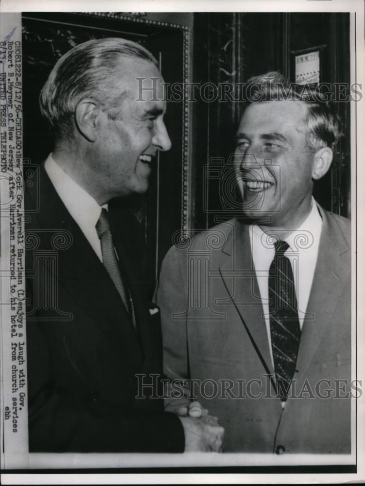 1956 Press Photo NJ Governor Robert Meyner &amp; NY Governor Averell Harriman - Historic Images