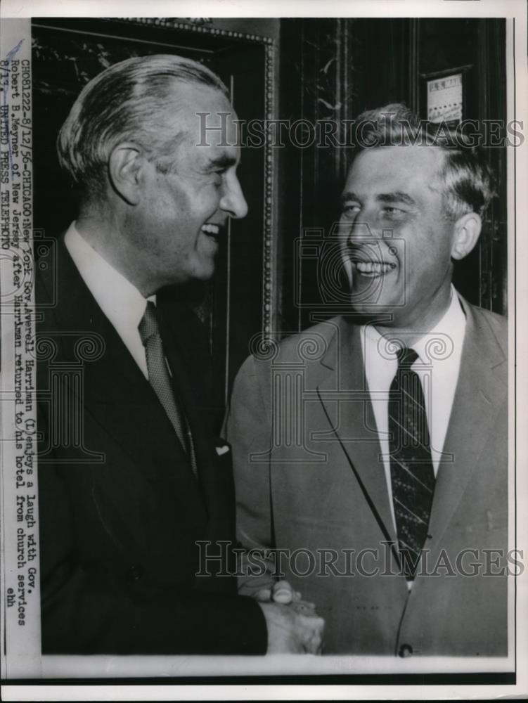1956 Press Photo NJ Governor Robert Meyner & NY Governor Averell Harriman - Historic Images