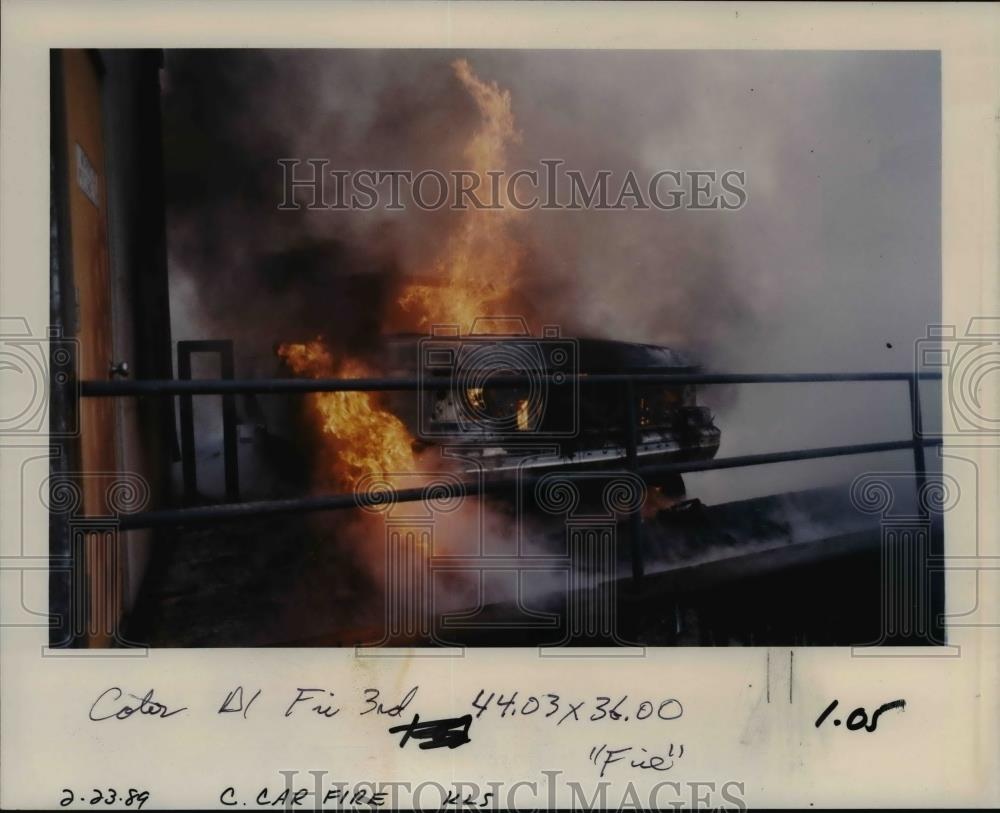 1989 Press Photo Flames Explode Out of a Pickup - orb69589 - Historic Images