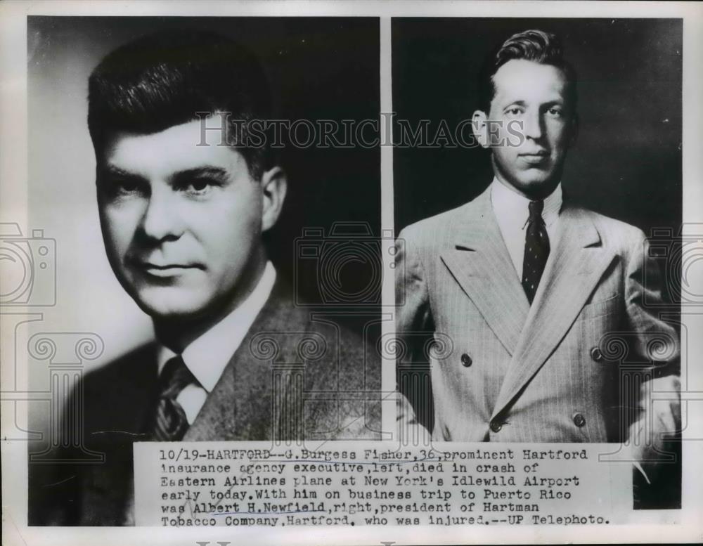 1953 Press Photo Burgess Fisher And Albert Newfield Were At The Plane Crash - Historic Images