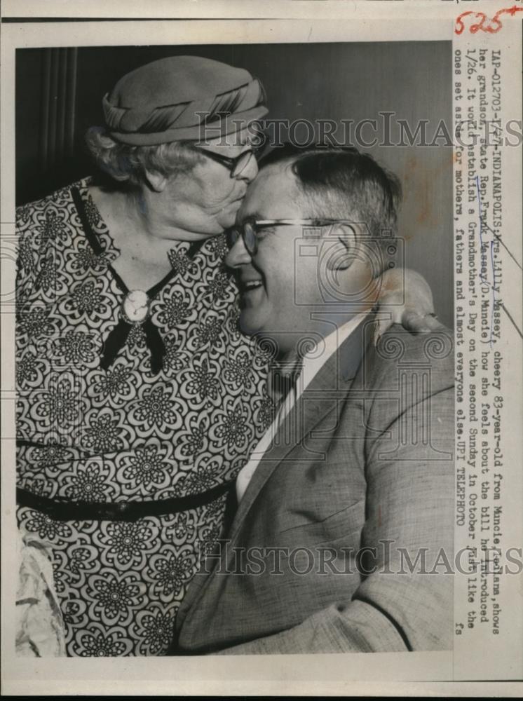 1959 Press Photo Mrs Lilly Massey & grandson Indiana Rep Frank Massey - Historic Images