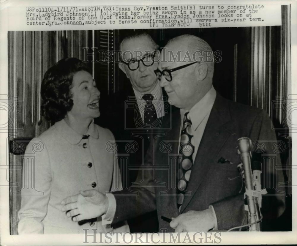1971 Press Photo Gov.Preston Smith of Texas with Pres. Johndon & Mrs.Lady Bird - Historic Images
