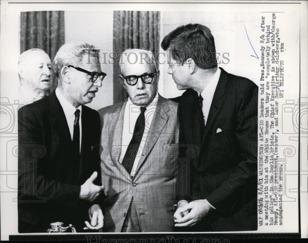 1961 Press Photo President John F Kennedy, George Meany of AFL-CIO - n ...