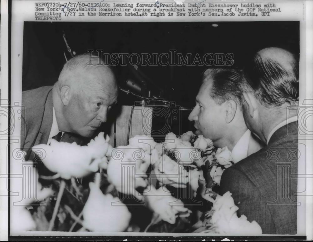 1960 Press Photo President Eisenhower, NY Governor Nelson Rockefeller Senator Ja - Historic Images