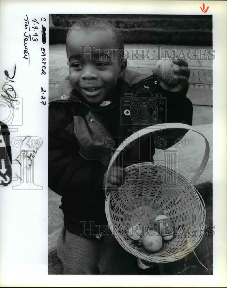 1993 Press Photo Easter Eggs Basket - orb07940 - Historic Images