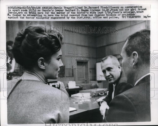 1959 Press Photo Dr Bernard Finch at LA California trial for murder of wife - Historic Images