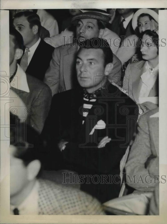 1937 Press Photo George Brent movie actor at Gilmore stadium fights in LA - Historic Images