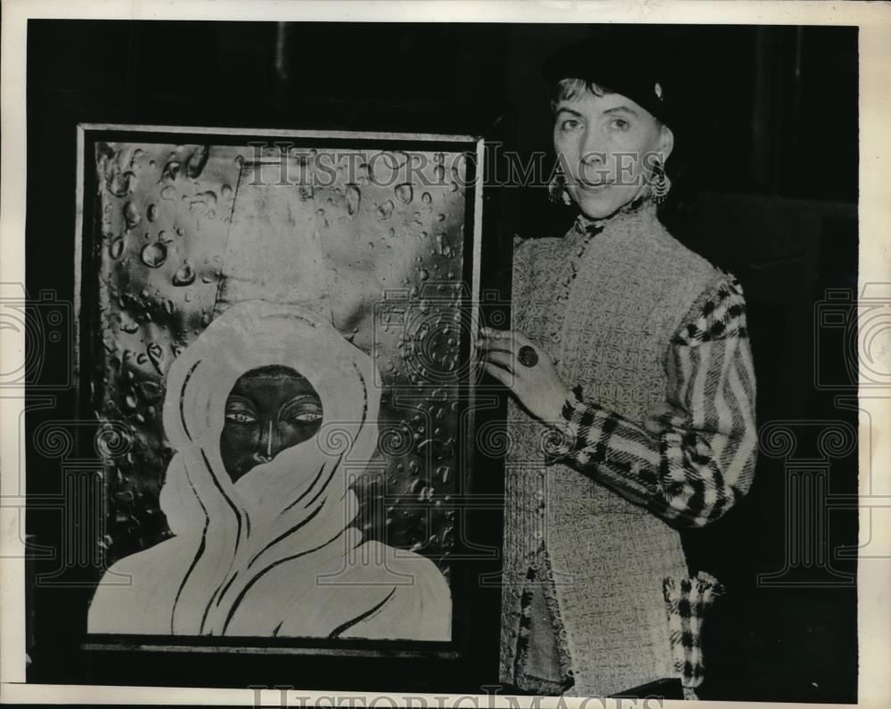 1935 Press Photo Henrietta Rattray British artist exhibits at Foyle Gallery - Historic Images