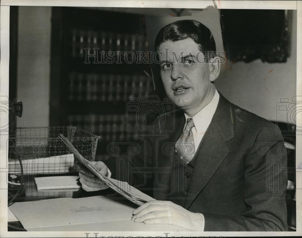 1933 Press Photo Daniel E McGrath special assistant to Attorney General Cummings - Historic Images