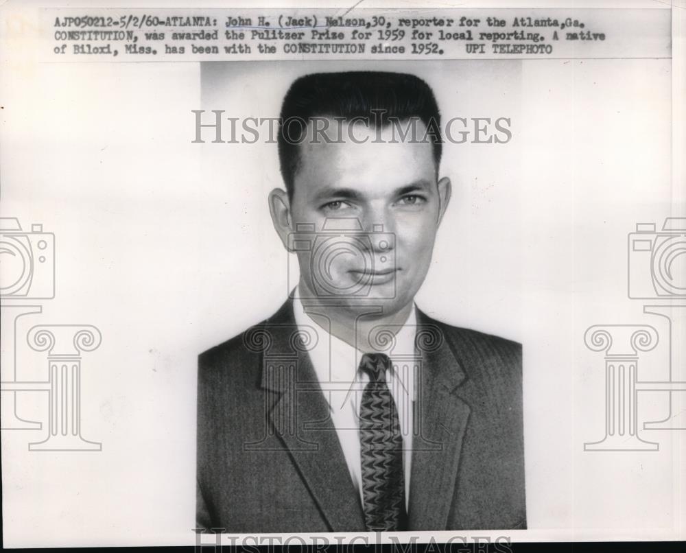 1960 Press Photo John H. Nelson awarded Pulitzer Prize for 1959 local Reporting - Historic Images