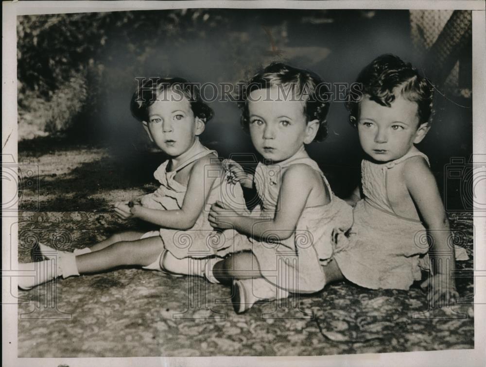 Triplets Of Mr. and Mrs. Joel Turner 1937 Vintage Press Photo Print - Historic Images