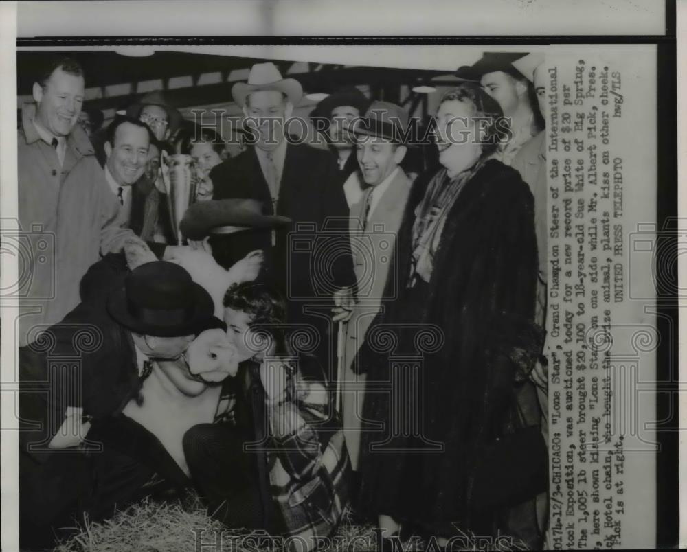 1953 Press Photo Grand champion steer Lone Star at Chicago Livestock show - Historic Images