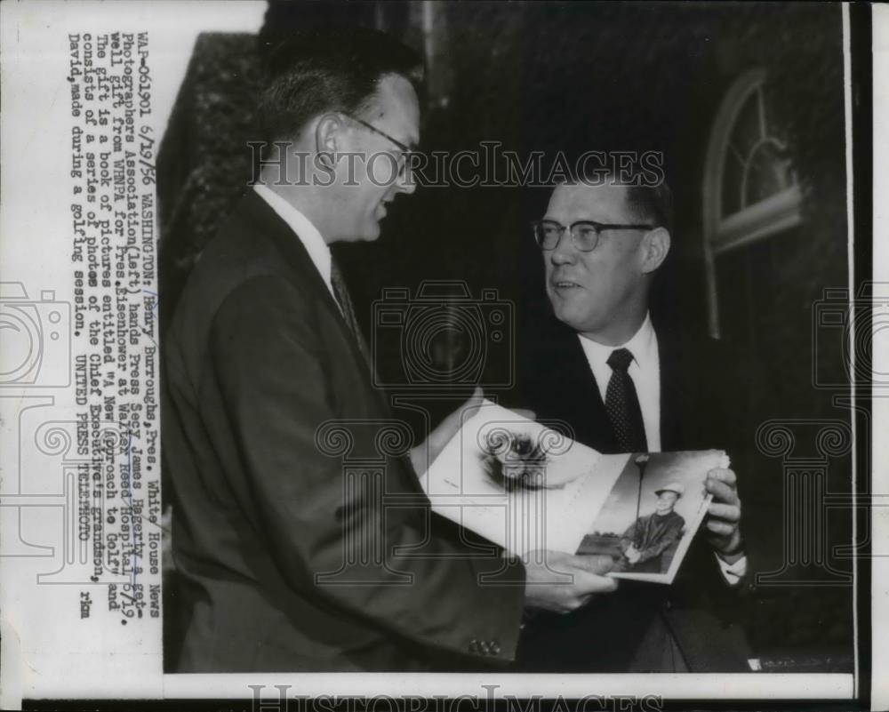 1956 Press Photo Henry Burroughs James Hagerty Photo Book President Eisenhower - Historic Images