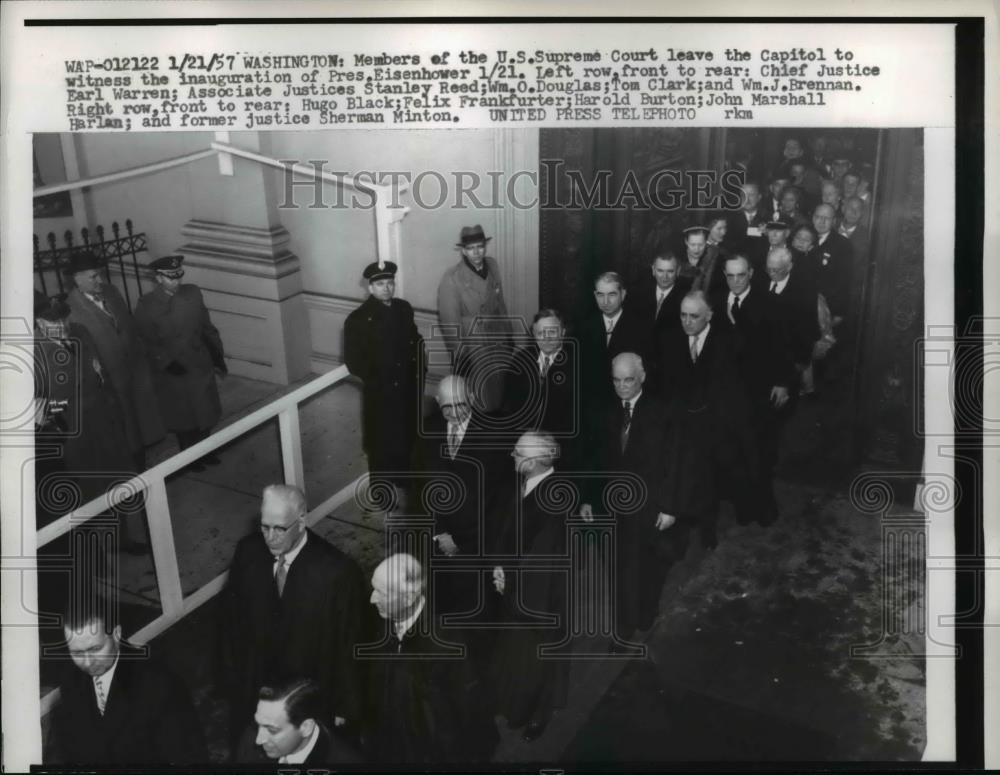 1957 Press Photo US Supreme Court Justices at the Citadel, Earl Warren - Historic Images