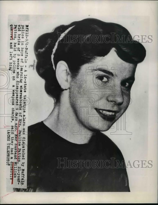 1949 Press Photo Mrs Pauline bride of 3 weeks who dissapeared - nee91091 - Historic Images