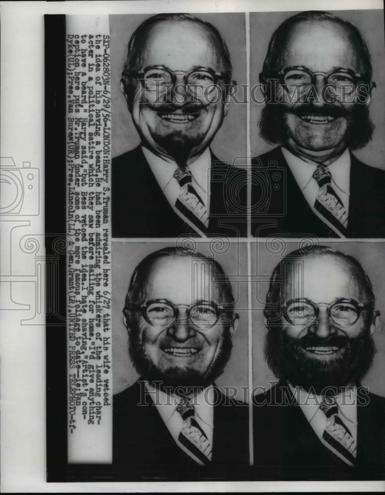 1956 Press Photo Harry S.Truman vetoed the idea of having a beard - nee91601 - Historic Images