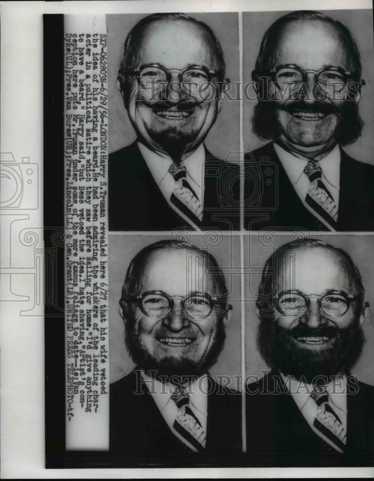 1956 Press Photo Harry S.Truman vetoed the idea of having a beard - nee91601 - Historic Images