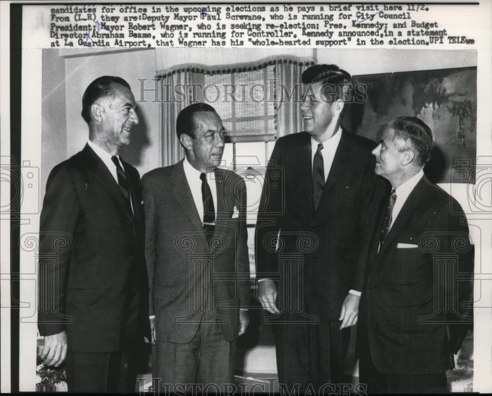 1961 Press Photo President John F Kennedy,Paul Screvane, Robert Wagner - Historic Images