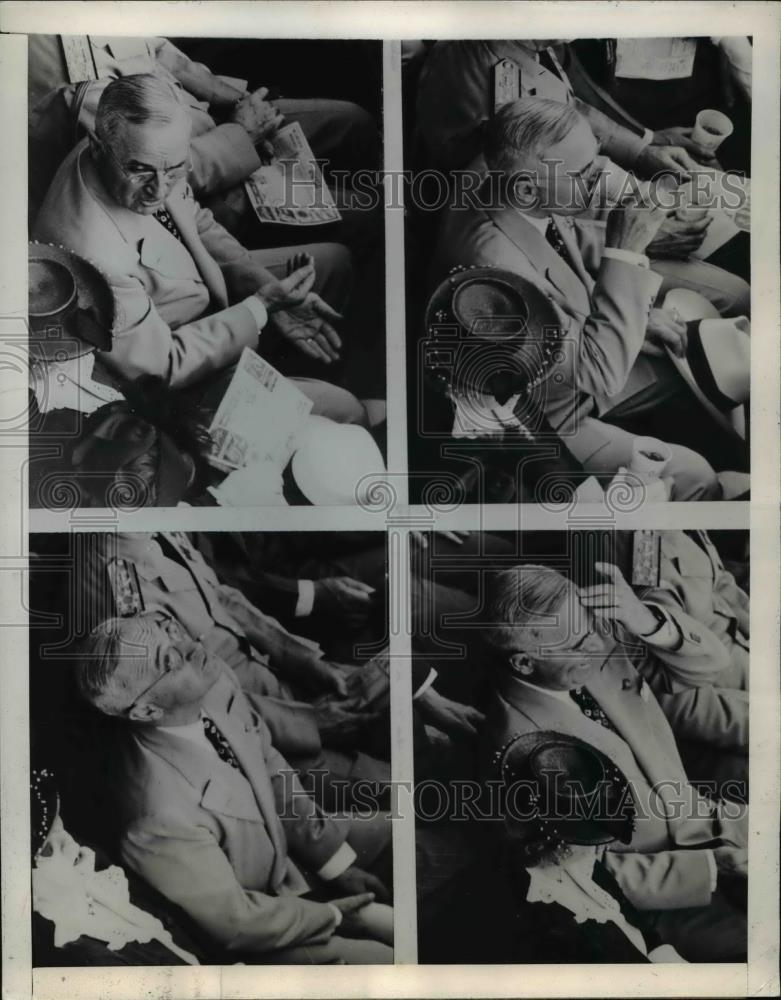 1945 Press Photo President Harry Truman in candid view in Griffith Stadium - Historic Images