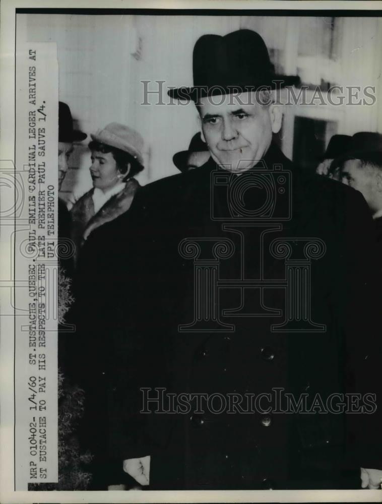 1960 Press Photo Paul Emile Cardinal Leger arrived at St Eustache, Quebec - Historic Images