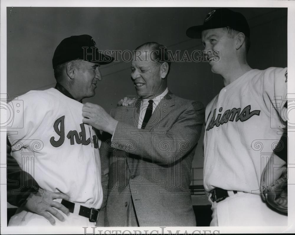 1956 Press Photo Cleveland Indians Al Lopez, Babe Herman and Dick Herman - Historic Images
