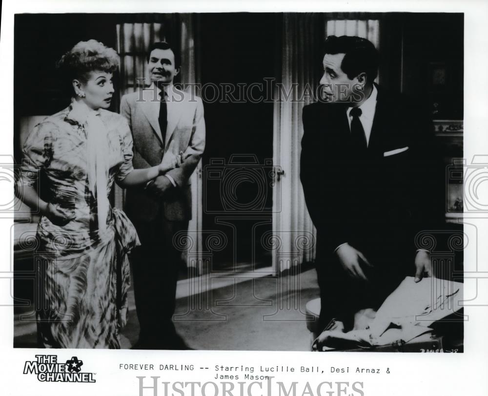 1986 Press Photo Lucille Ball Desi Arnaz James Mason in Forever Darling - Historic Images