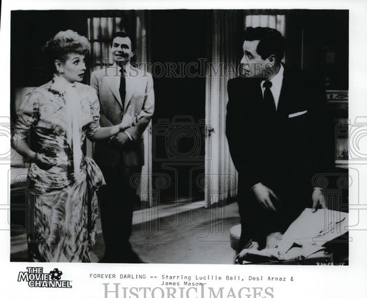 1986 Press Photo Lucille Ball Desi Arnaz James Mason in Forever Darling - Historic Images