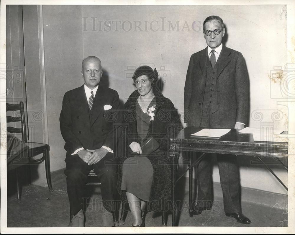 1932 Press Photo Charity Org president Walter Gifford, Newton Baker, Ruth Draper - Historic Images