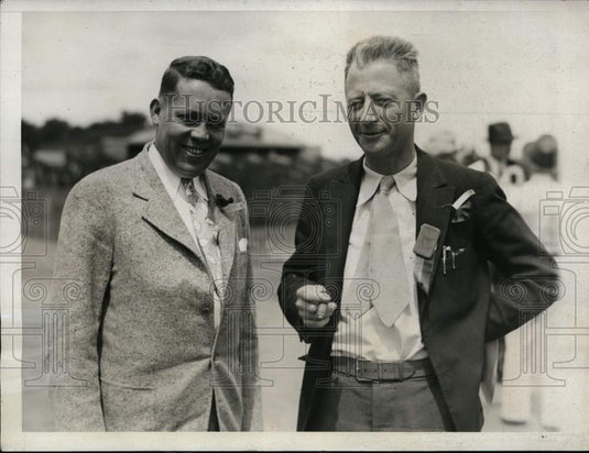 1932 Press Photo Capt WJ Flood & Lt Baynie McCormick US Army balloon in a race - Historic Images