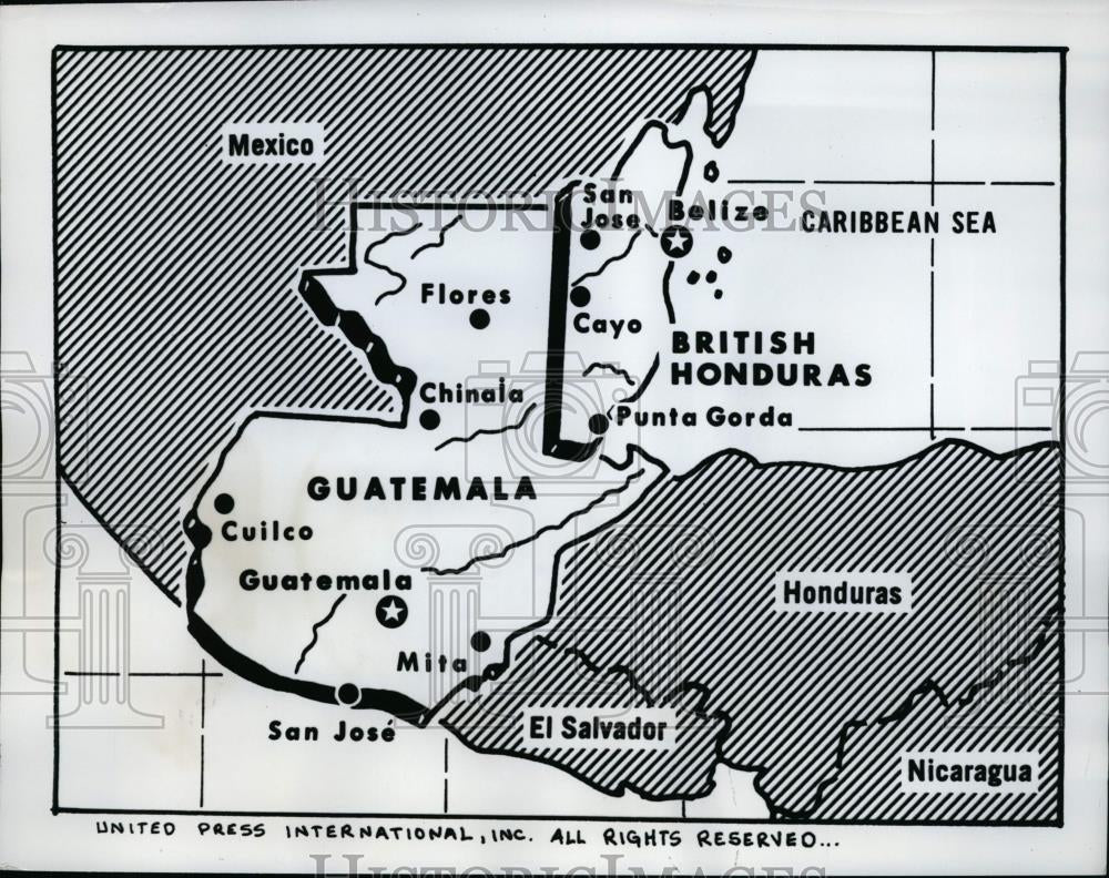 1962 Press Photo Map of Guatemalan rebels advance into Honduras - nem32026 - Historic Images