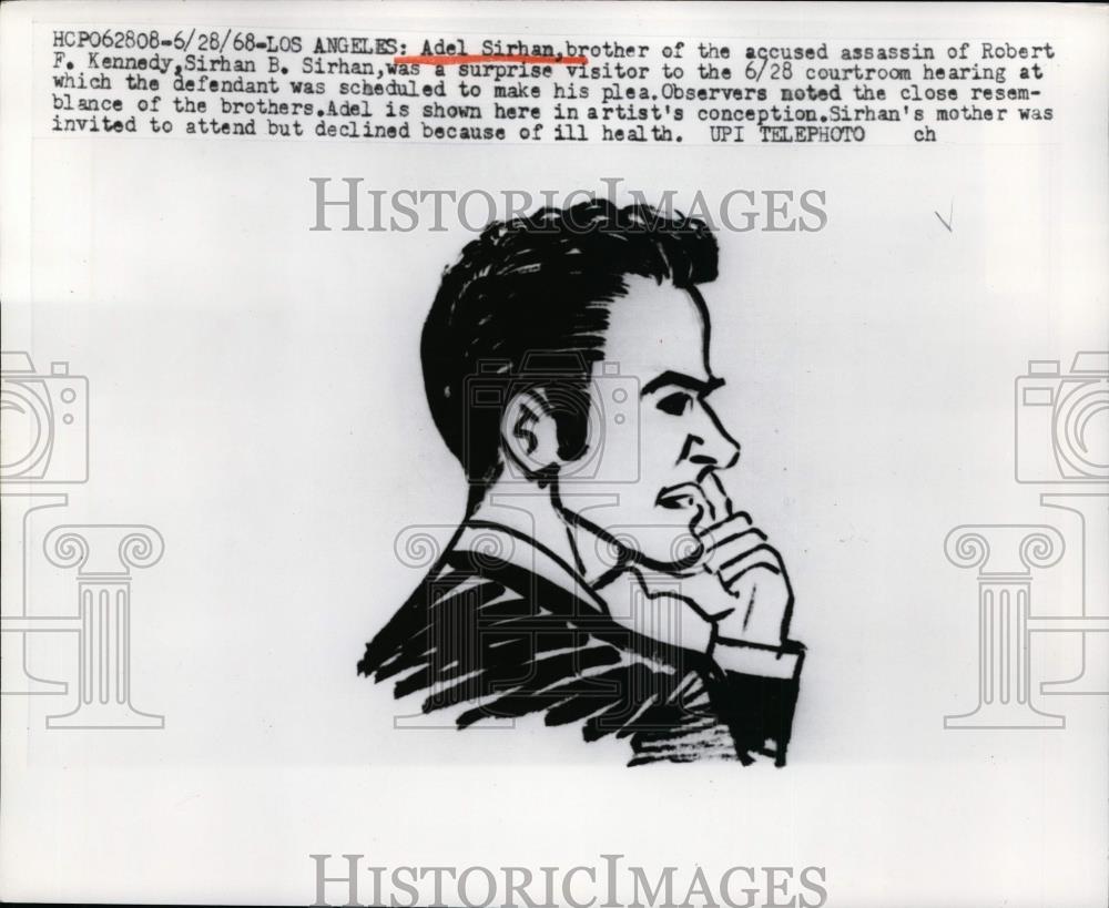 1968 Press Photo Art concept of Adel Sirhan brother of Rbt Kennedy assassin - Historic Images
