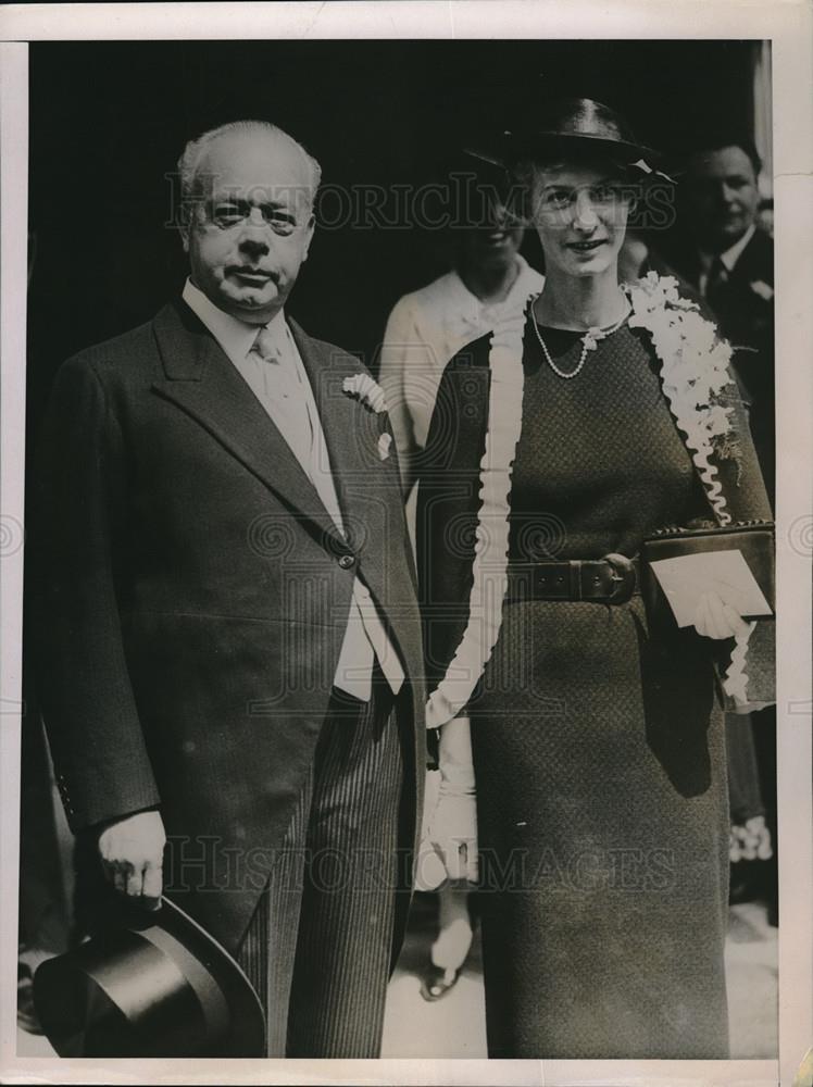 1936 Press Photo Sir Charles Higham married to Mrs. R.A.M. Neligany at Caxton - Historic Images