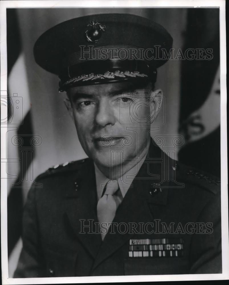 1961 Press Photo Lt General Wallace J Greene Jr USMC Chief of Staff in DC - Historic Images