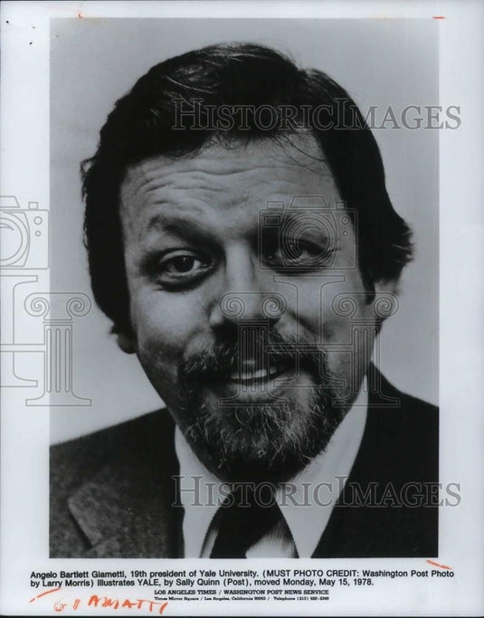 1978 Press Photo Angelo Bartlett Giametti 19th President of Yale University - Historic Images