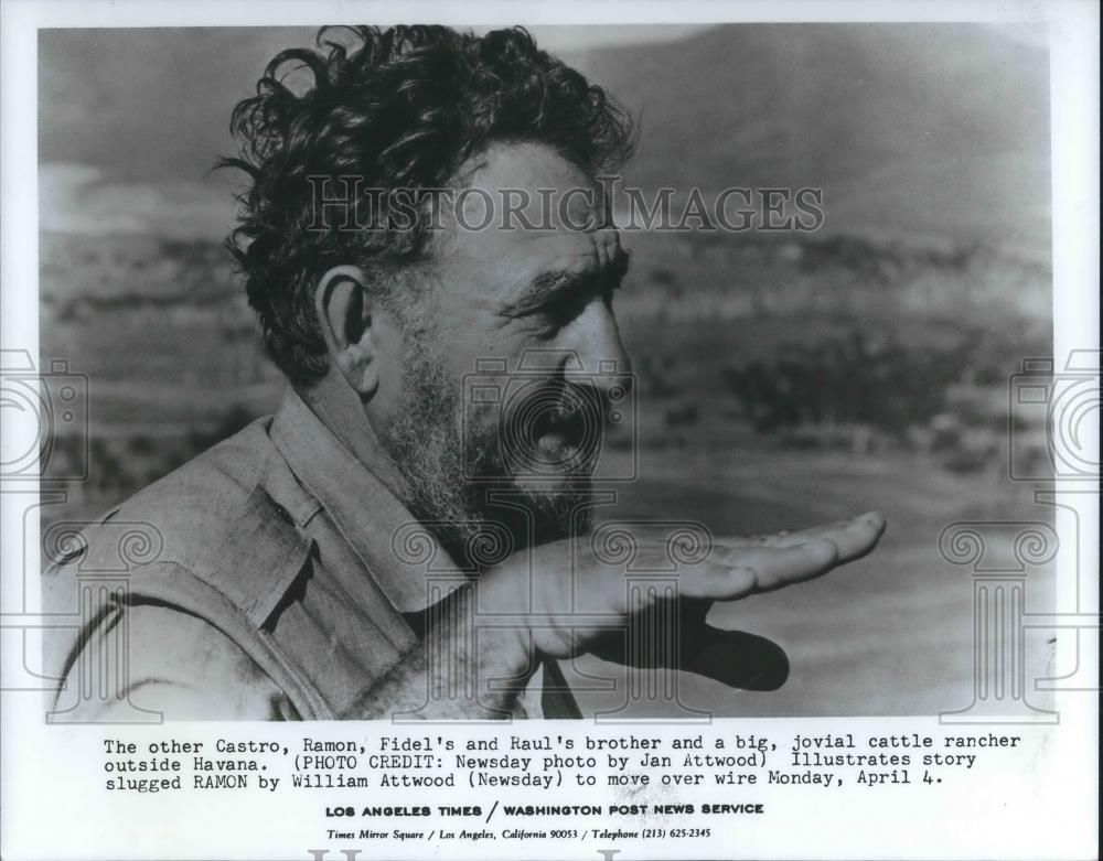 1977 Press Photo Ramon Castro Brother of Fidel at cattle ranch outside Havana - Historic Images